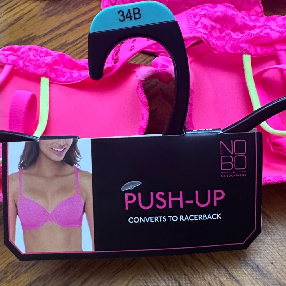 Set of 3 /No Boundaries Women's pink Lace Push Up Bras - Picture 7 of 8